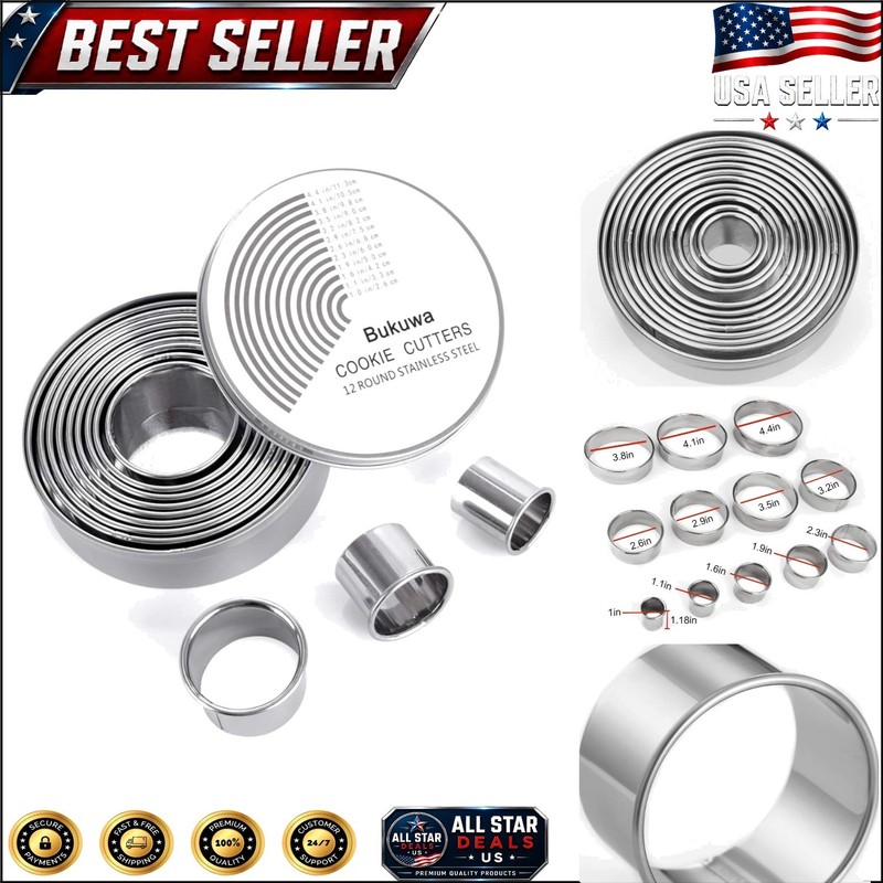 Versatile 12-Piece Stainless Steel Cookie & Donut Cutter Set - Polished Finish