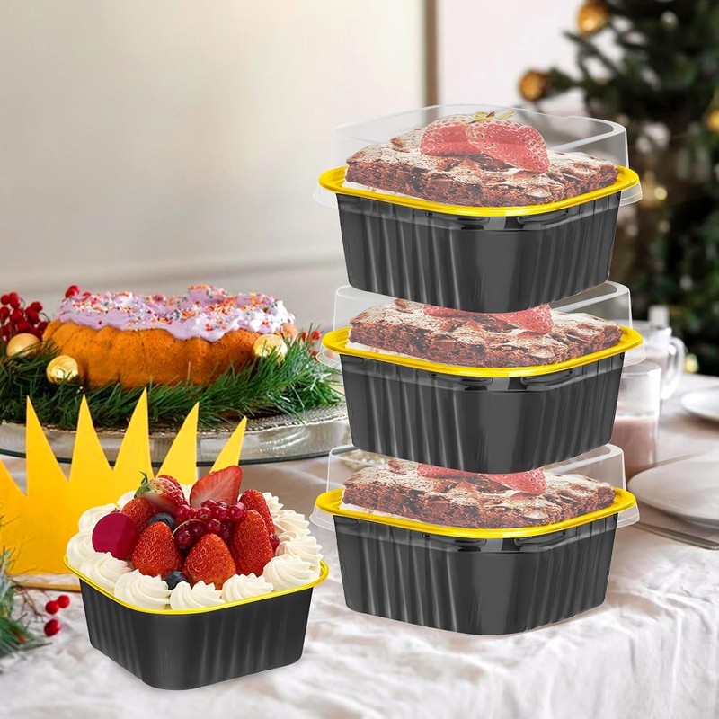 30Pack 5oz Mini Cake Pans W/ Lids & Spoons Baking Cups Aluminum Foil Pans Tins gallery