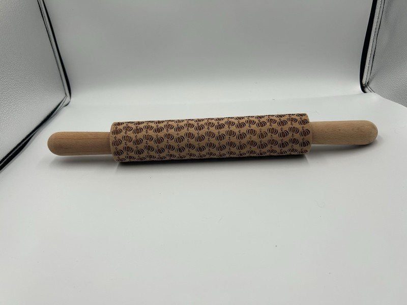 Laser Cut Embossed Fall Autumn Pumpkin Harvest Wooden Rolling Pin 17" gallery