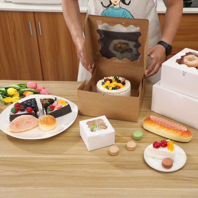 48 PCS 4x4x2.5" White Bakery Boxes with Window for Mini Cakes Cookies Treats gallery