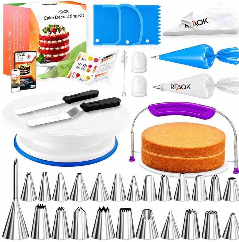 90PCs Cake Decorating Kit for Beginners, Baking Supplies Includes Cake Turnta…