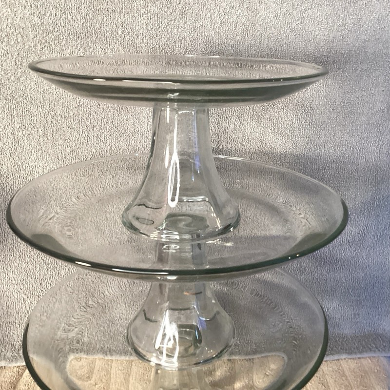 Anchor Hocking Presence 3 tiered glass platter set (HAS 10” BASE INSTEAD OF 13”) gallery