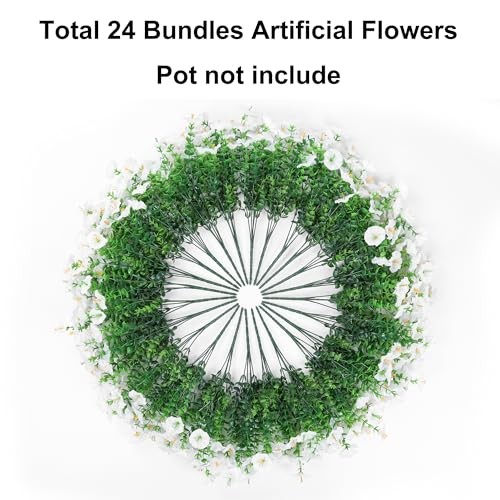 24 Bundles Artificial Flowers for Outdoors Summer Outside Decoration, White gallery