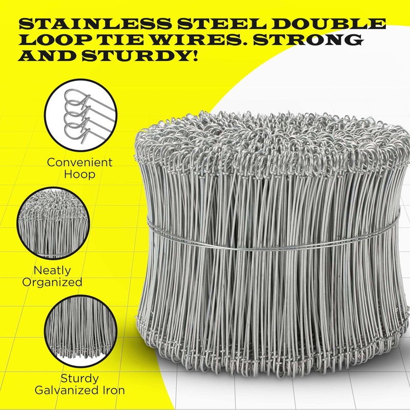 6 Inch - 17 Gauge 1000 Pcs Stainless Steel Steel Double Loop Rebar Wire Bar gallery
