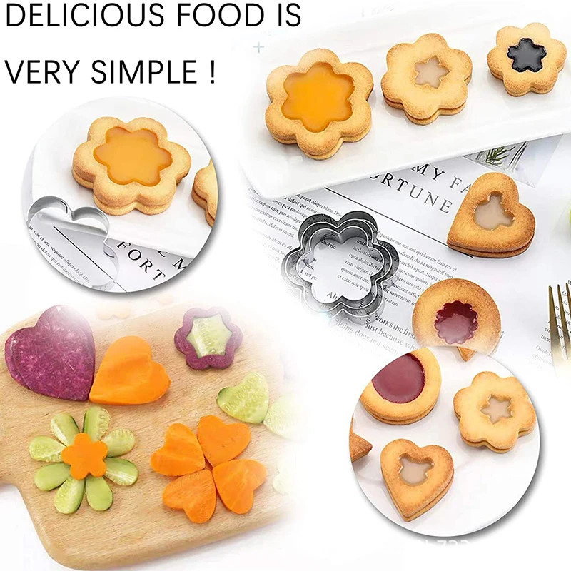 Cookie Cutter Set With Storage Box Geometry Mini Cookies Linzer Biscuit Baking M gallery