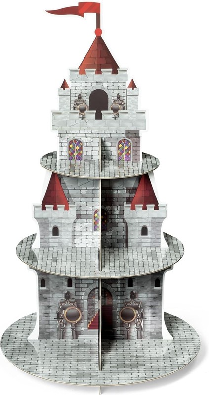 Durable 3-Tier Medieval Knight Cake Holder for Kids' Birthday Celebrations gallery