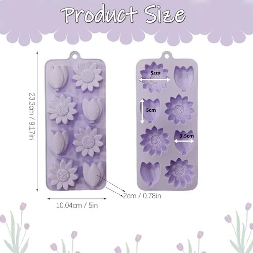 Flower Chocolate Molds 2Pcs SunFlower Ice Cube Silicone Molds Purple tulip mold gallery