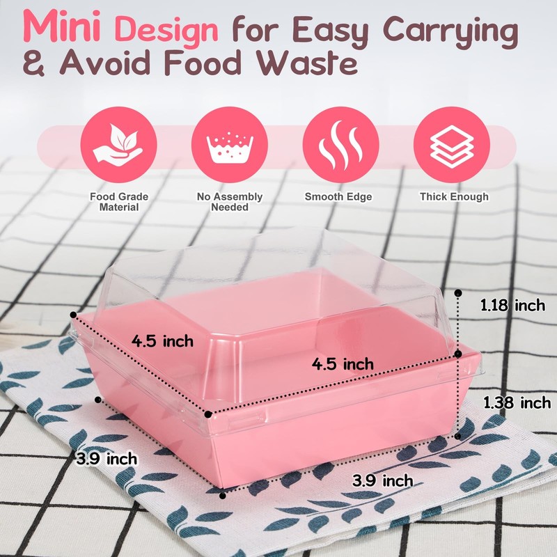 Mini Charcuterie Boxes with Clear Lids, 20 Pack 4.5x4.5 Inches Dessert Boxes ... gallery