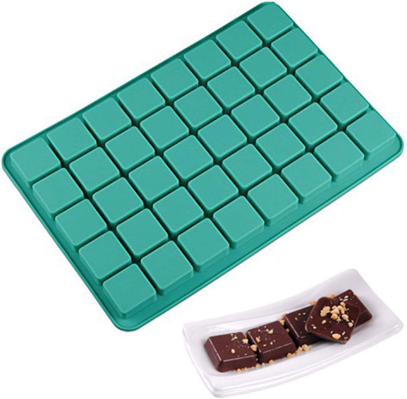 2 Pack 40-Cavity Square Caramel Truffles Silicone Mold,Chocolate Hard Candy Mold gallery