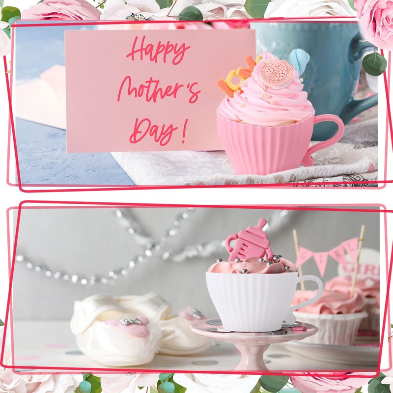 24 Pcs Silicone Teacup Cupcake Molds Muffin Cups for Baking, Teacup Cupcake L... gallery