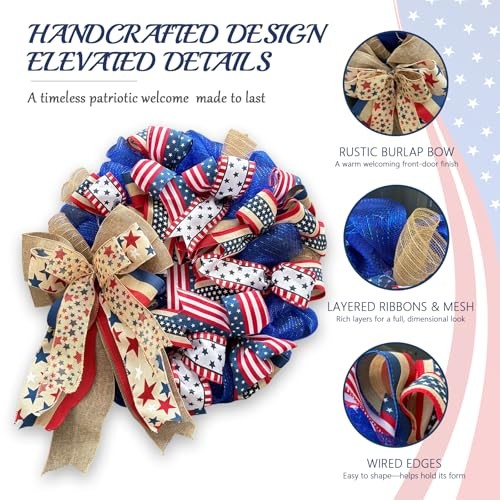 250th Anniversary Patriotic Wreaths for Front Door, 24 Inch Large 4th of July gallery