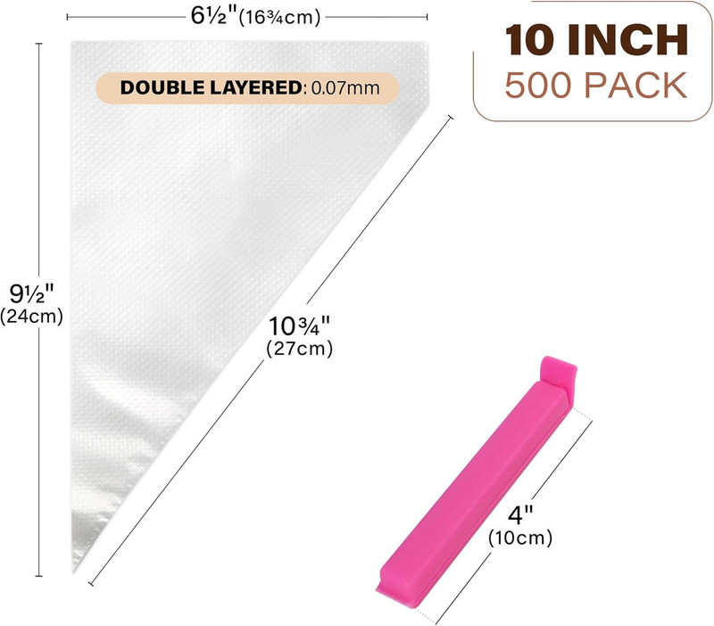 500Pcs Piping Bags 10 Inch, Thick Tipless Piping Bags, Non-Slip Disposable Pastr gallery