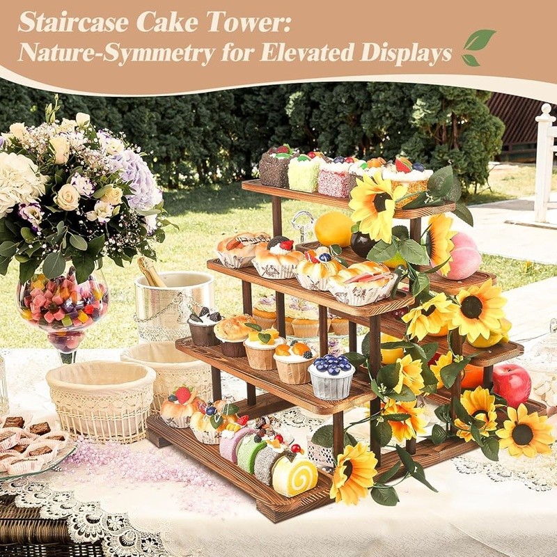 Wooden Dessert Stand Adjustable Height Cupcake Holder Multifunctional Snack Tray gallery