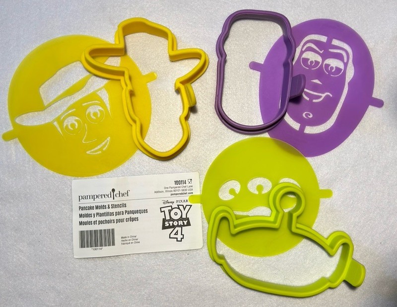 Pampered Chef Disney Toy Story 4 Pancake Molds & Stencils 3-Pack Reusable