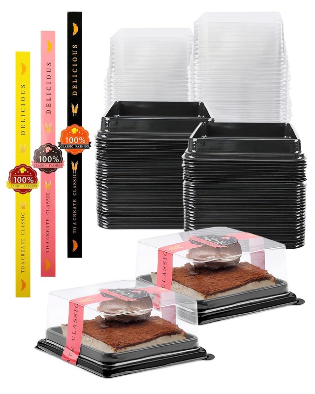 100 PCS Mini Cake Boxes Dessert Containers With Lids Mooncake Box Black