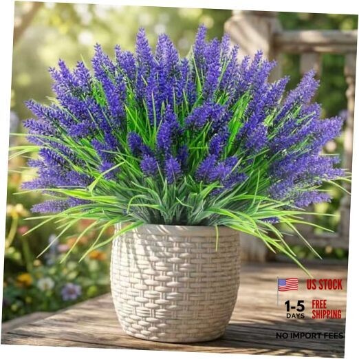 Pcs Artificial Outdoor Flowers UV Resistant Lavender Fake Greenery 22 Purple