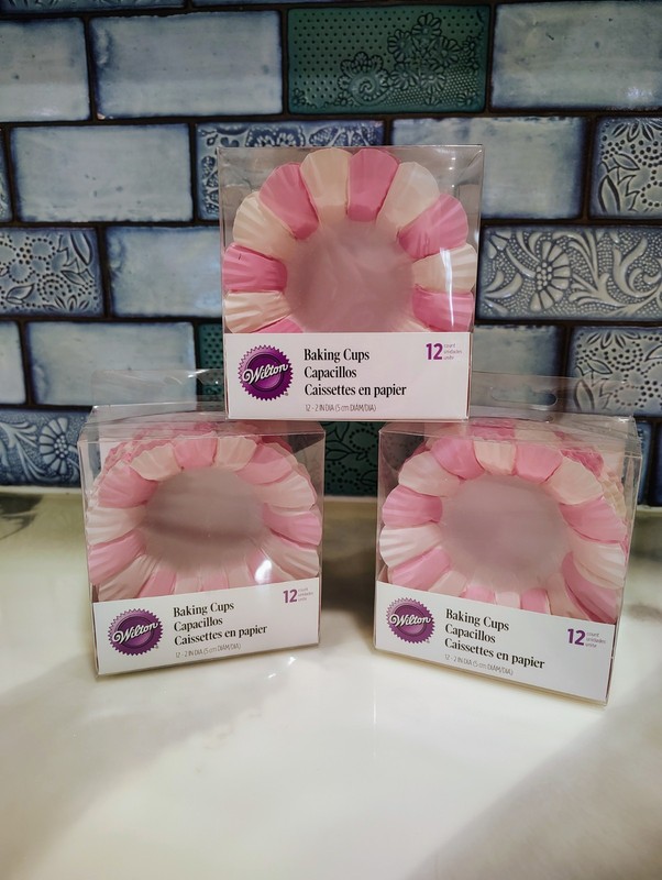 Lot of 3 Wilton Large Flower 36 Total Baking Cups Pink Candy Nut Holder Cupcake
