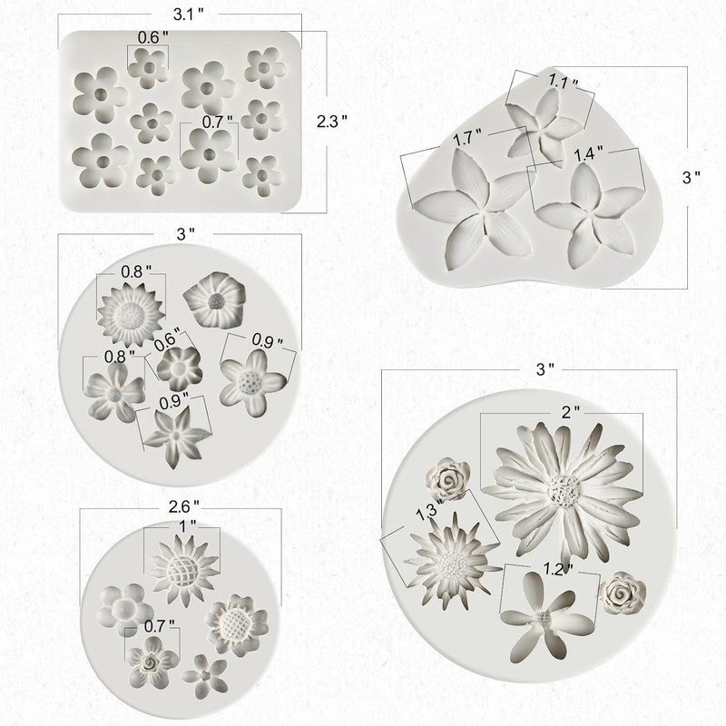 5PCS Silicone Flower Molds - Perfect for Fondant & Candy Crafts gallery
