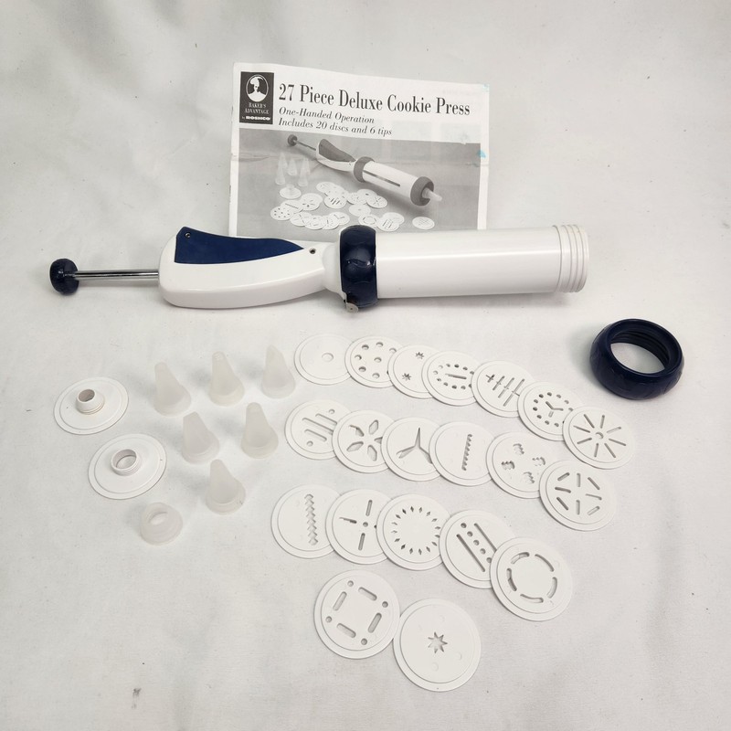 Cookie Press Roshco Bakers Advantage Deluxe Kitchen Tool Gadget All Pieces