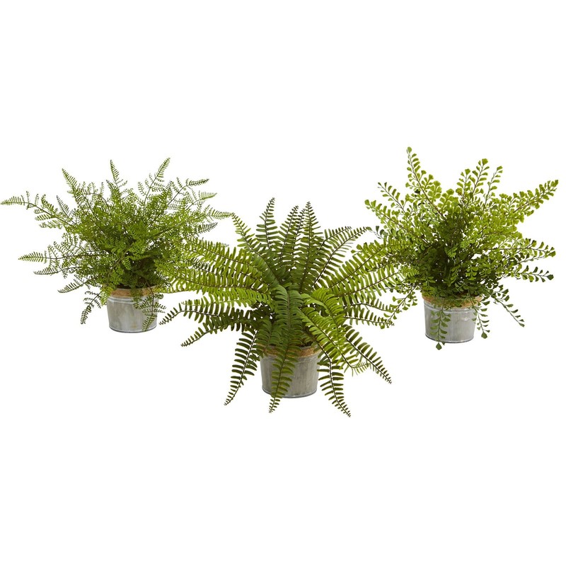 Nearly Natural 14In. Assorted Ferns Planter Artificial Plant Set Of 3