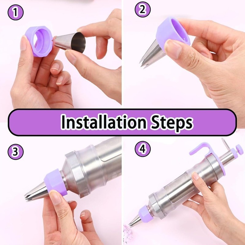 Cake Decorating Syringe Set with 6 Piping Tips and 9 Silicone Cupcake Cups gallery