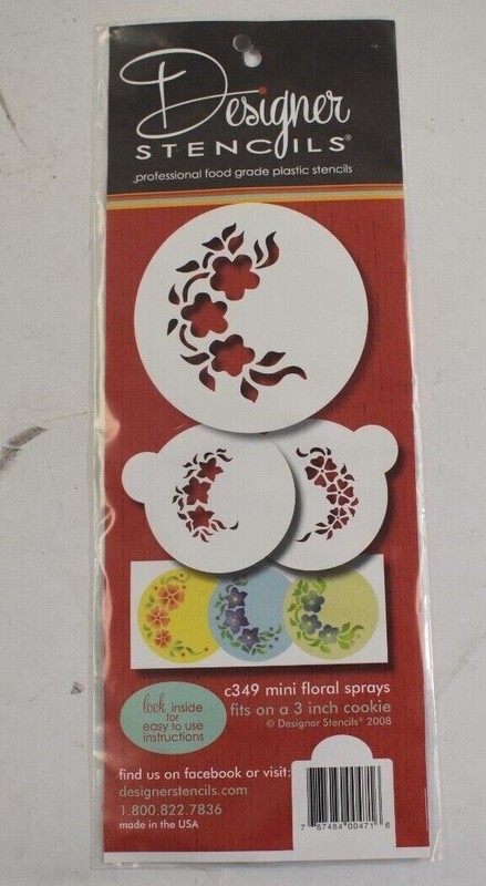 Designer Stencils C349 Mini Floral Sprays Cookie Stencils Beige Semi Transparent