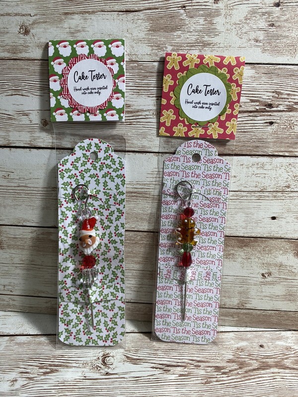 Cake tester handmade beaded set of 2. Christmas Set. Santa And Gingerbread Man