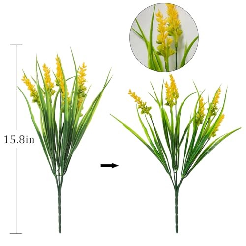 40 Bundles Artificial Plants Outdoor Fake Monkey Grass with Lavender Yellow gallery