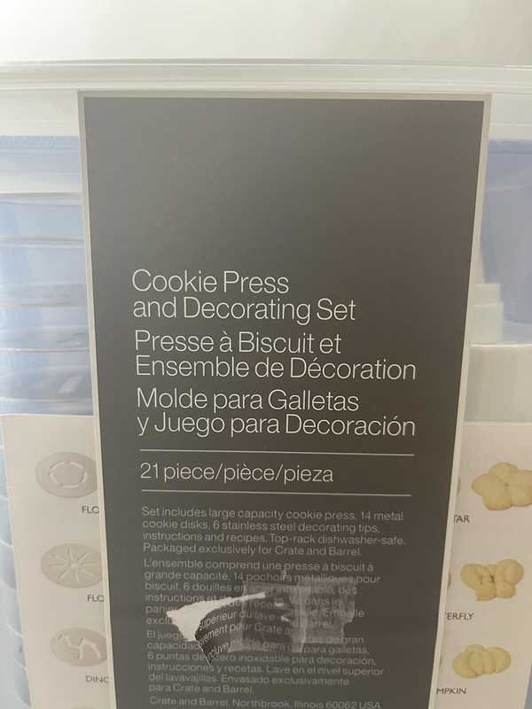 Crate and Barrel 12 pc Cookie Press Decorating Kit 1997 gallery