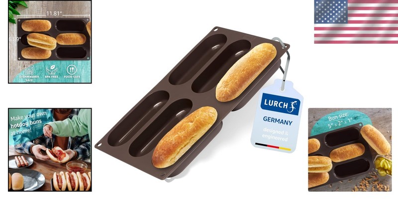 Silicone Hot Dog Buns Mold | Non-Stick Baking Pan gallery