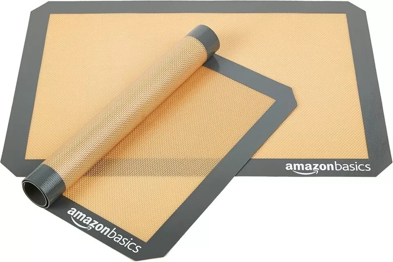 Amazon Basics Silicone, Non-Stick, Food Safe Baking 2-Pack, New Beige/Gray gallery