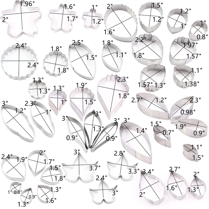 42Pcs Stainless Steel Gum Paste Flower Cutter Set Fondant Flower Cutter Gumpa... gallery