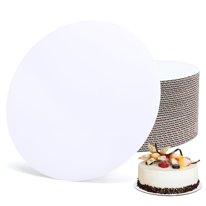 White Cake Circles 50 Pack 10 inch Corrugated Cardboard Round Greaseproof