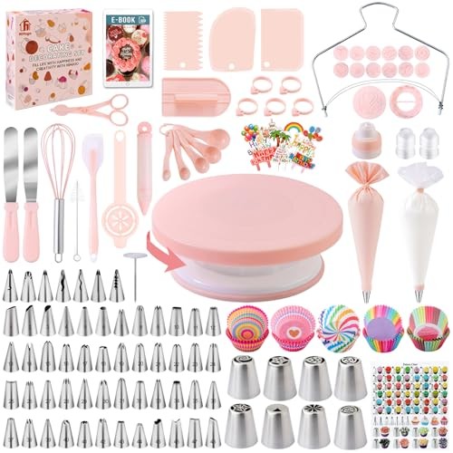 Cake Decorating Supplies Kit Tools 356pcs, Baking Accessories with Light Pink gallery