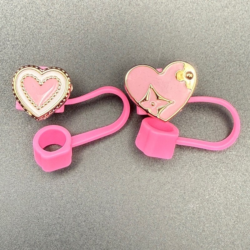 Pink Heart Straw Topper