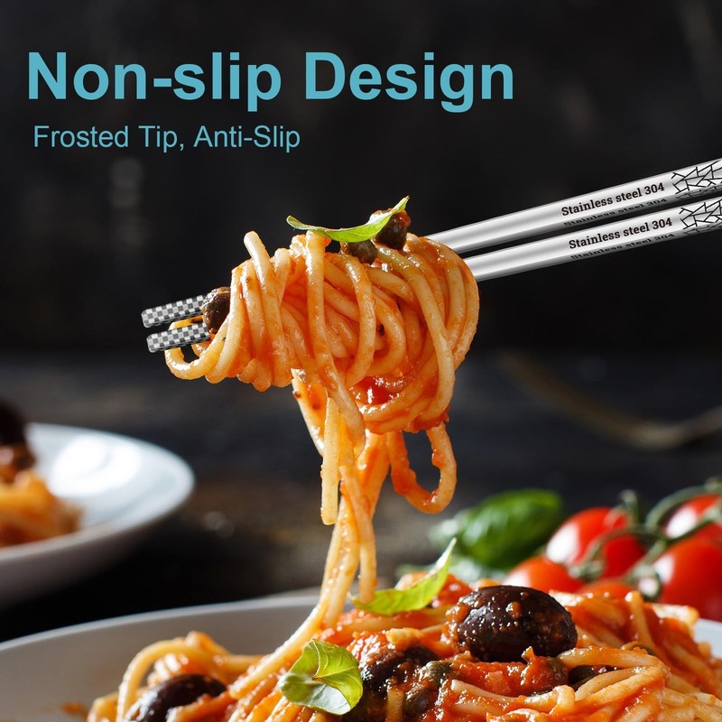 Reusable Metal Chopsticks â€“ Premium 304 Stainless Steel, Non-Slip & Dishwasher gallery