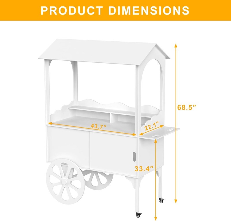 Candy Cart for Party - Cake Stand - Dessert Cart with Wheels & Storage Cabinet gallery