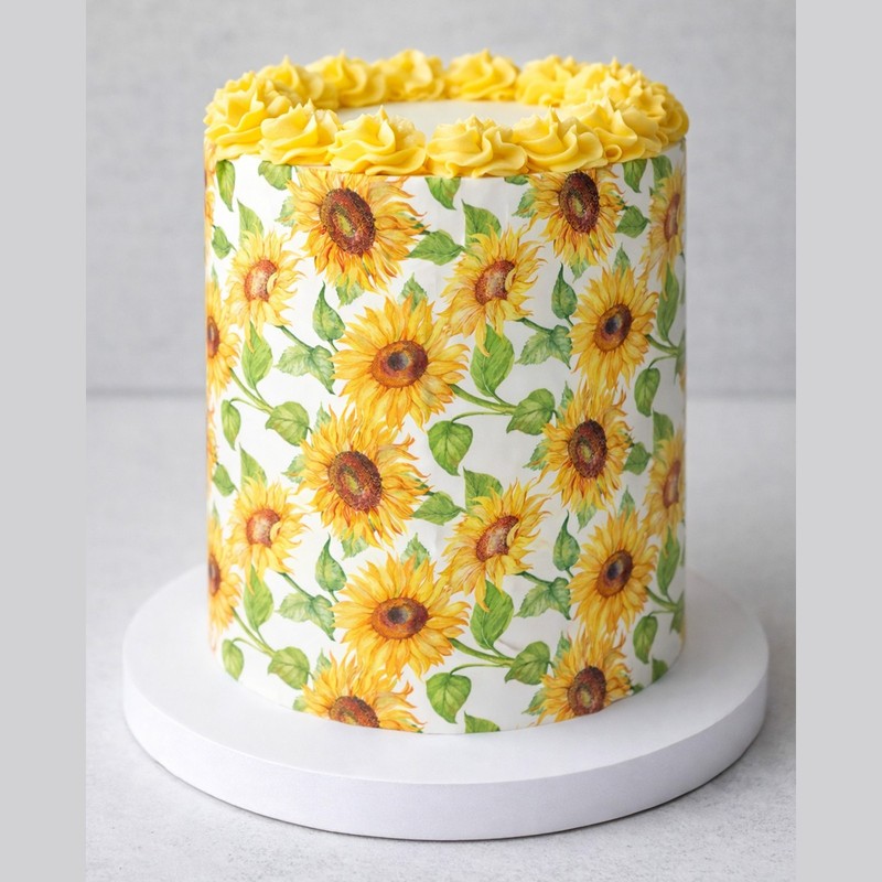 Sunflower Edible Icing Cake Wrap Topper