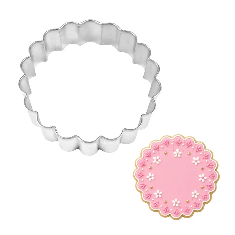 Fluted Scalloped Circle 3.5″ Cookie Cutter Metal Biscuit Shortbread