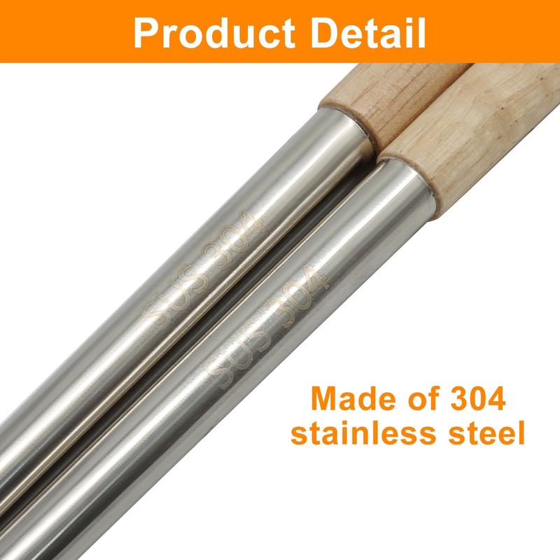 Stainless Steel Cooking Chopsticks Wooden Handle Extra Long Reusable 1 Pair gallery