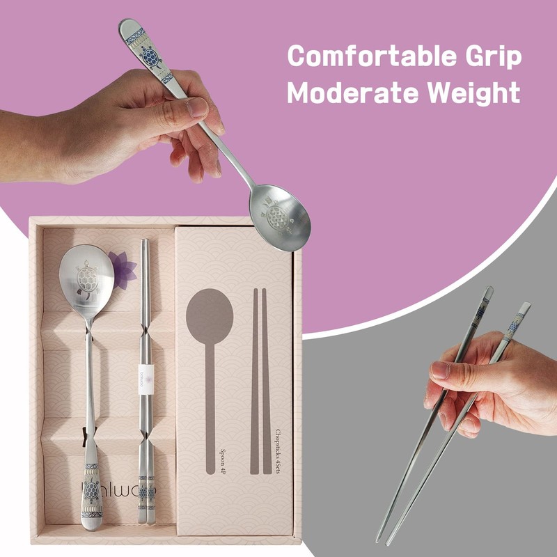 [Made in Korea] Hologram Turtle Design Korean Table Sticky Rice Spoon and Cho... gallery