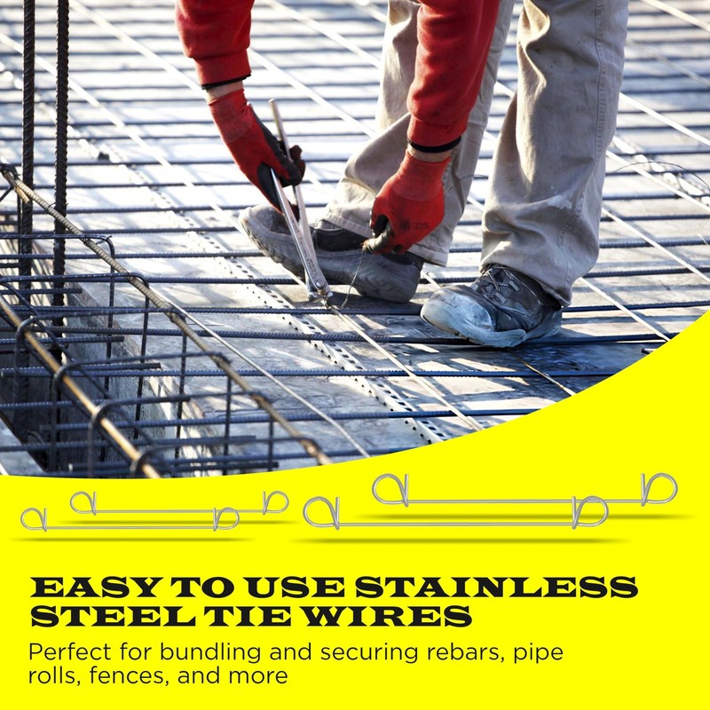 6 Inch - 17 Gauge 1000 Pcs Stainless Steel Steel Double Loop Rebar Wire Bar gallery
