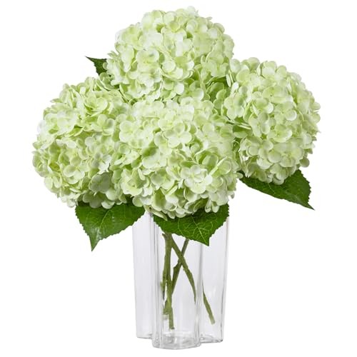 3Pcs Large Hydrangea Artificial Flowers,20 inch Latex Real 3pcs Light Green gallery