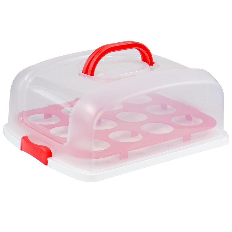 2in1 Cupcake Carrier and Cake Keeper with Lid, Rectangle Pie Carrier,Large Po... gallery