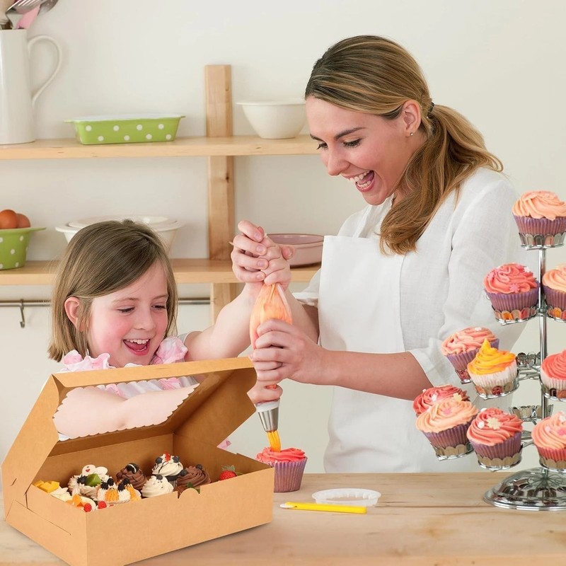 34 Sets Cupcake Boxes, Hold 12 Count Cupcake Containers, Brown Containers wit... gallery