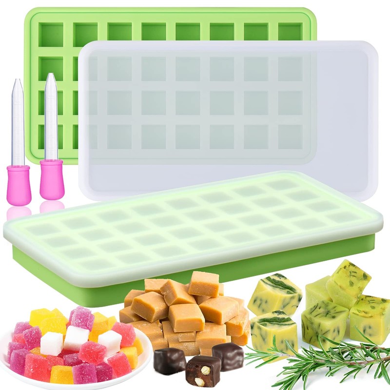 AIERSA 2Pcs Silicone Molds for HerbInfused Oil Cubes, 32 Cavity Candy Gummy M…