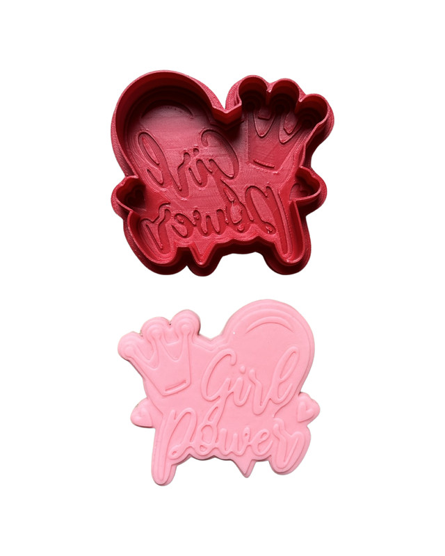Girls power cookie cutter debosser raised stamp queen women’s Day affirmation
