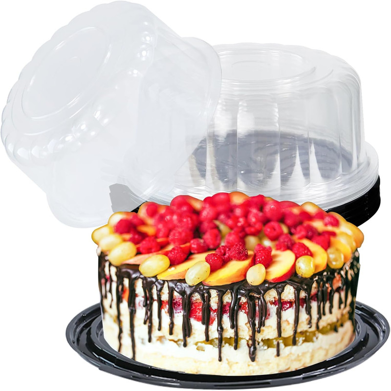 5Pcs 10Inch Disposable Plastic Cake Container with Dome Lids Clear Cupcake Holde