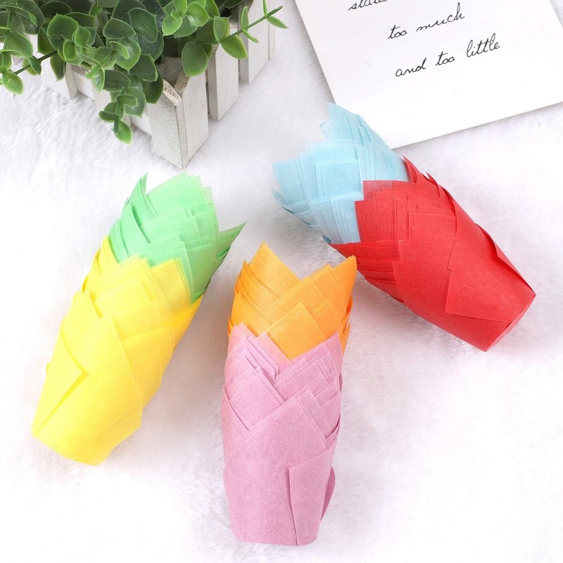 150 Pieces Mini Baking Cups Tulip Baking Cups Cupcake Liners Muffin Liners For W gallery
