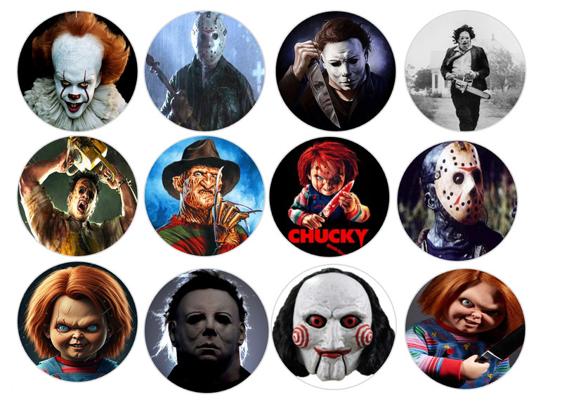 12 count Scary, Horror Movie Edible Image rounds, Wafer paper, pre cut gallery